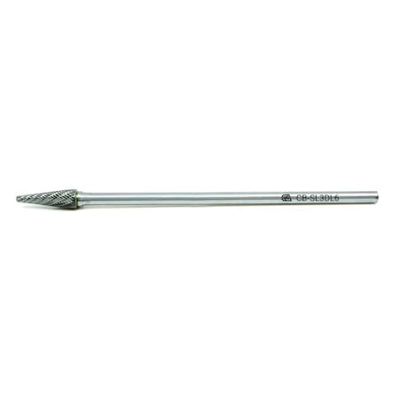 Continental Abrasives SL-3 Double Cut Conical Ball Nose Tungsten Carbide Burr 6" Shank CB-SL3DL6